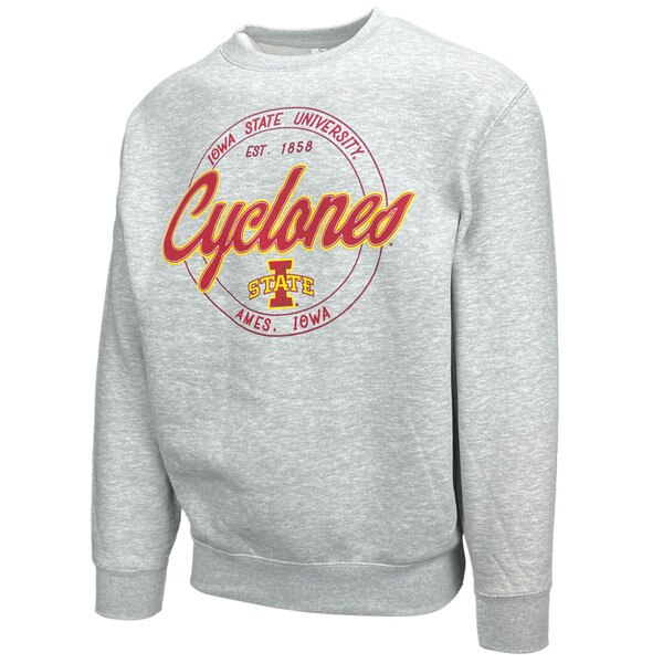 College House Cyclones Circle I-State Sport Gray Crewneck Sweatshirt